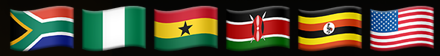 south africa, nigeria, ghana, kenya, uganda and the usa flags